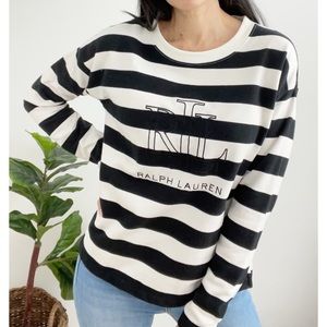 Lauren Ralph Lauren Black and White Striped Sweatshirt